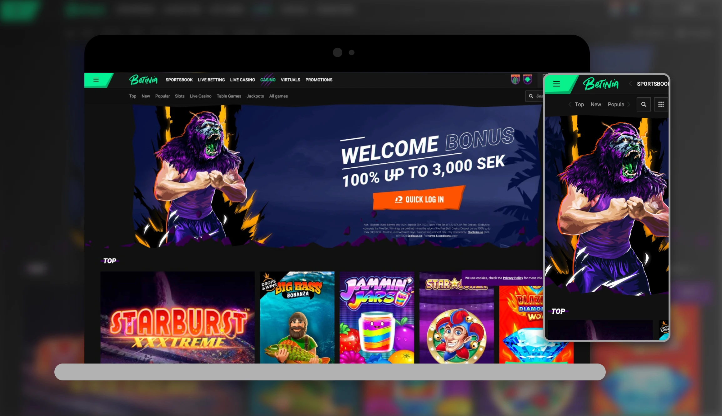 Betinia Casino App Screenshot